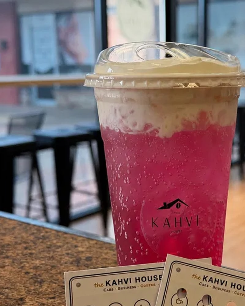 La Fresita — pink tiki energy drink with dragonfruit and cream, the Drink of the Month at the KAHVI House